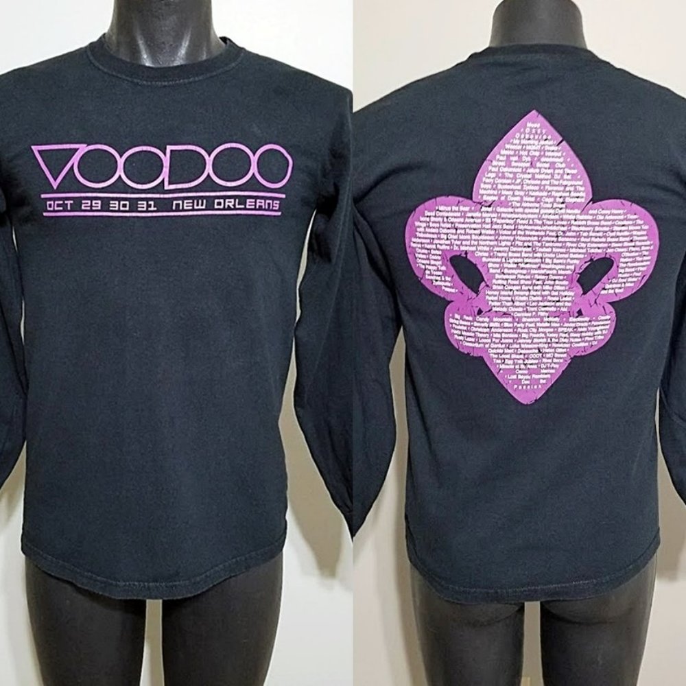 Voodoo Music Experience Shirt Mens Small Black Long Sleeve 2010 NOLA Fest Lineup